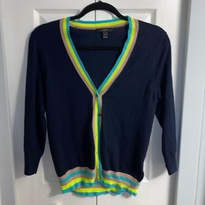 J. Crew Contrast Navy Cardigan